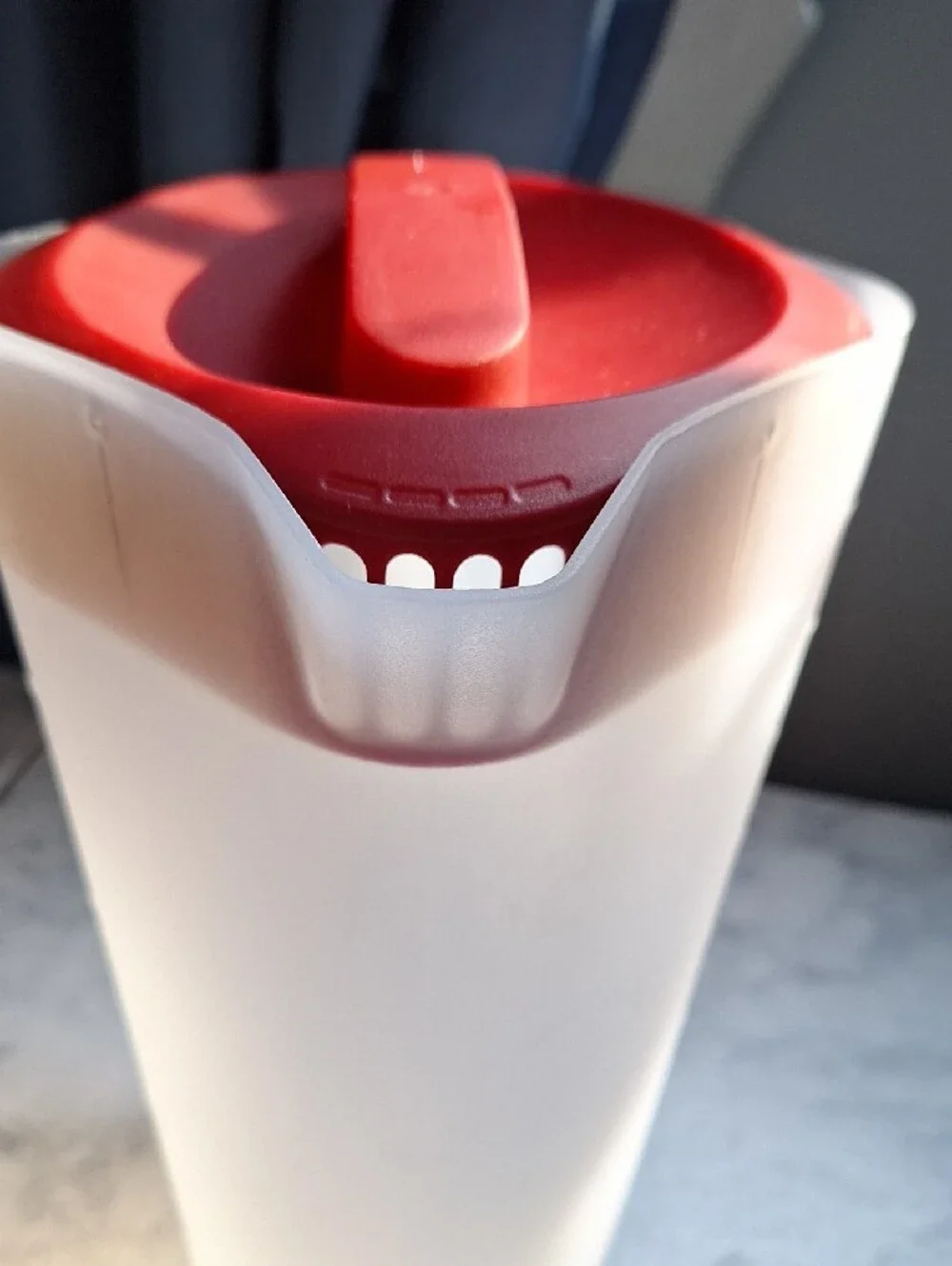 Translucent Plastic Measuring Pitcher with Red Lid - Kitchen Tools